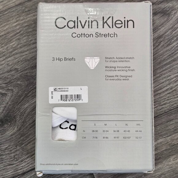 New Calvin Klein 3-Pack Men’s White Briefs – Size Large - Picture 2 of 3